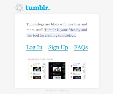 Tumblr in 2007