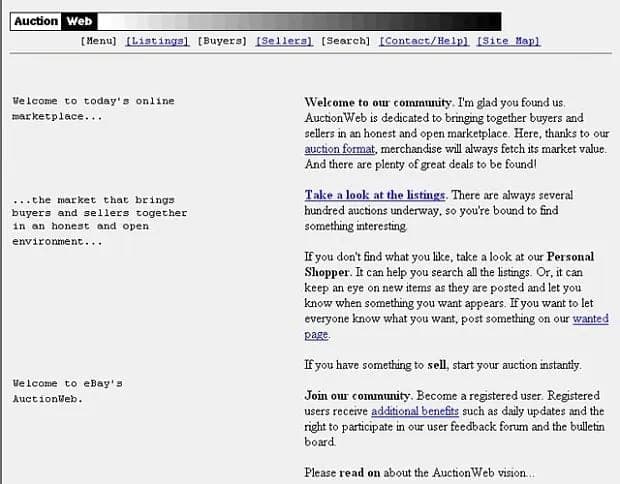 eBay's AuctionWeb in 1995